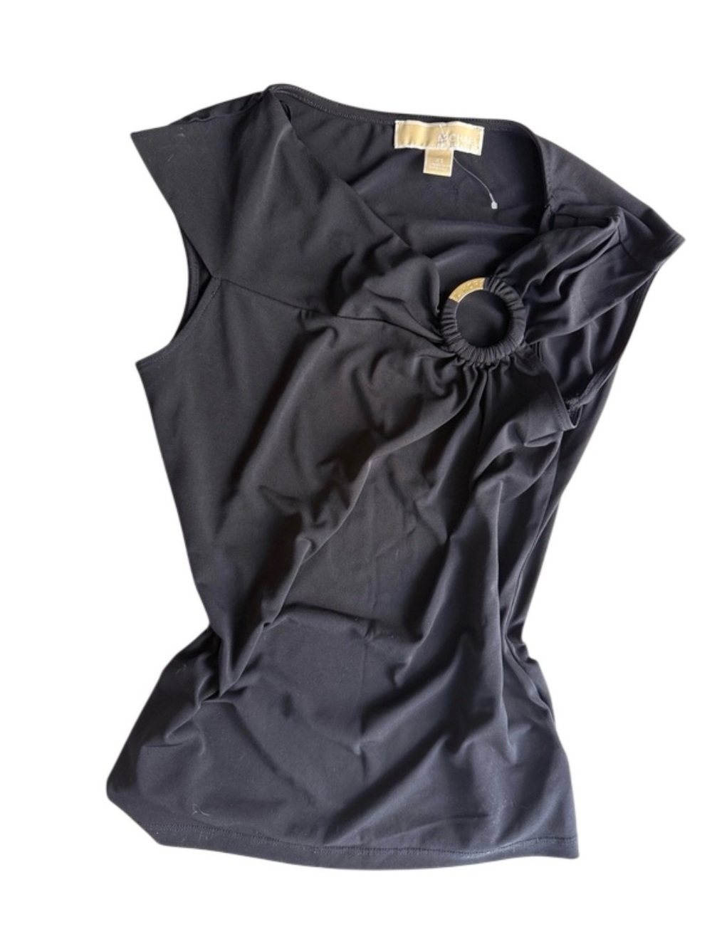 Michael Michael Kors Black Twist Front O-Ring Tank